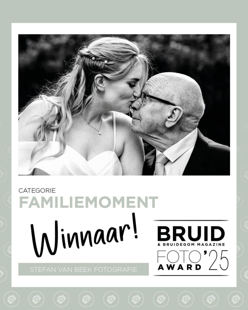 Stefan van Beek winnaar bruidsfoto award 2025 familiemoment